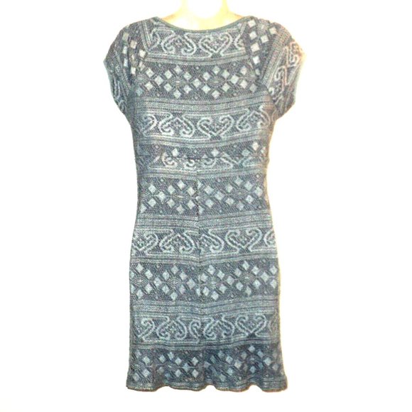 Cloud 8 Dress Women's Size 10 Blue-Gray Crocheted Lace, Lined Cap Sleeve Vintage - Picture 4 of 7